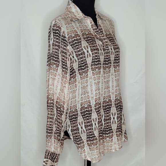 Haute Hippie Tribe Harper Snake Print Semi-Sheer Long Sleeve Blouse - Size S - Picture 5 of 14